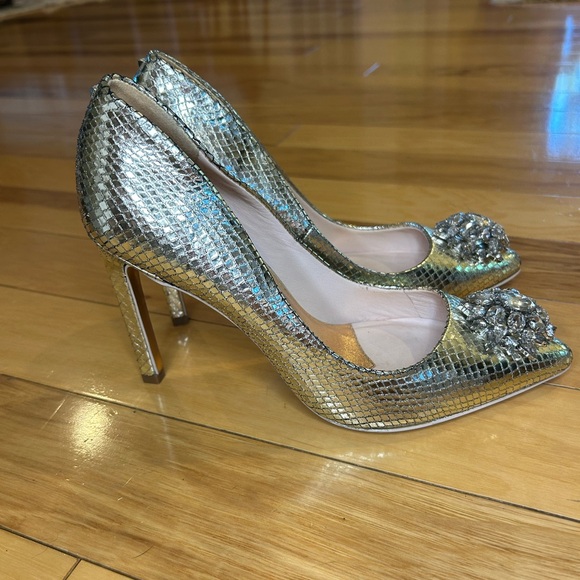 NWOT TED BAKER Elannam Snake Embossed Metallic Crystal Embellished Women’s Heels - Picture 5 of 14